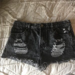 Ripped black grey bootie shorts high rise